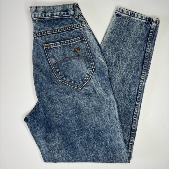 chic Denim - Vintage Chic Acid Wash Mom Jeans High Waisted Tapered Denim Women 8